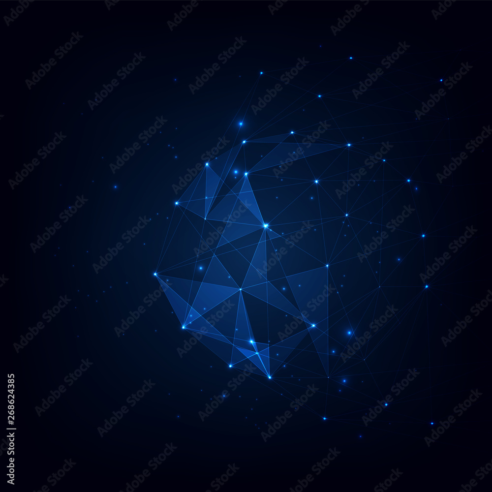 Poster connected polygons plexus vector background, digital data visualization. vector illustration