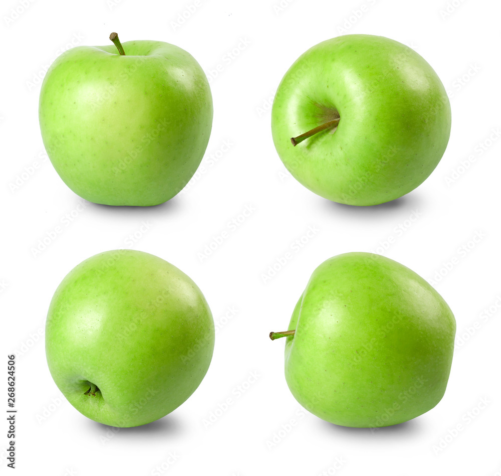 Wall mural Green apples isolated on white.  Full depth of field