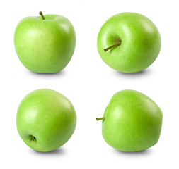 Green apples isolated on white.  Full depth of field