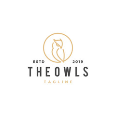 owl line illustration vector logo design