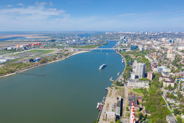 Obraz na płótnie Canvas Aerial view of Rostov-on-Don and River Don. Russia