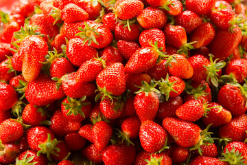 background from the freshly harvested red strawberries