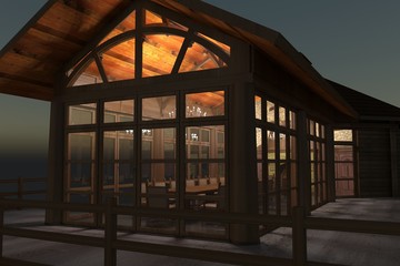 Fototapeta premium exterior of a country house, cottage, visualization, 3D illustration