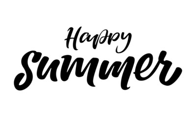 Fototapeta premium Happy summer - hand lettering on a white background.