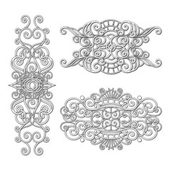 Vector Set of Design Elements for Page Decorations. Border. Design Elements in Linear Style.