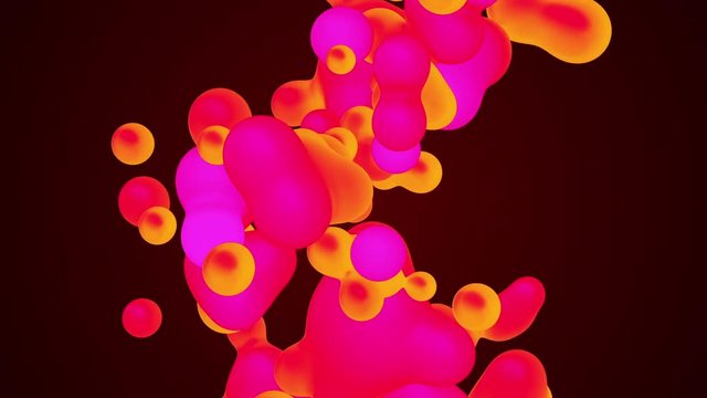 Abstract background with morphing circles in flat style on colorful backdrop. Animation of seamless loop.