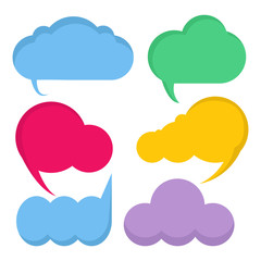 cloud comic speech bubbles, cartoon dialog set