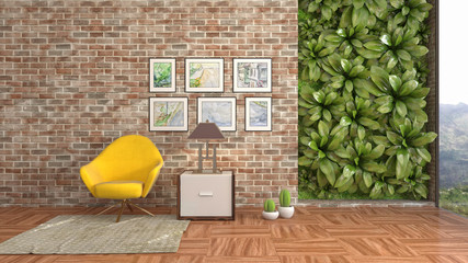 Obraz na płótnie Canvas interior with chair. 3d illustration