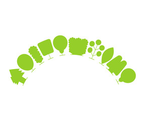 green tree array half circle on white background
