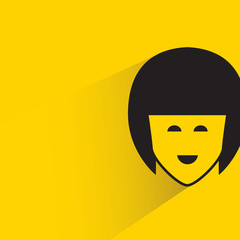 human face with shadow in yellow background