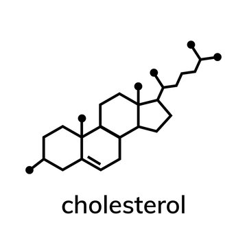 Cholesterol chemical formula vector icon on white background