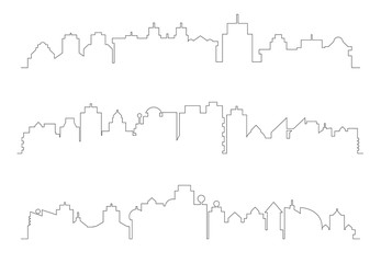 city building skyline thin line illustration