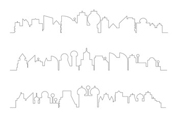 city building skyline thin line illustration