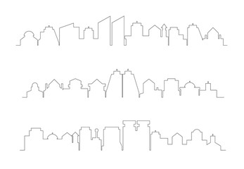 Fototapeta premium city building skyline thin line illustration
