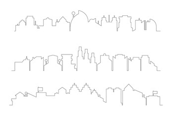 city building skyline thin line illustration