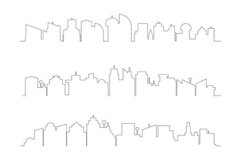 city building skyline thin line illustration