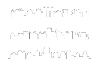 city building skyline thin line illustration