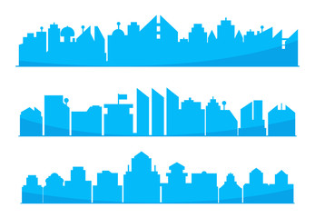 city skyline blue in white background