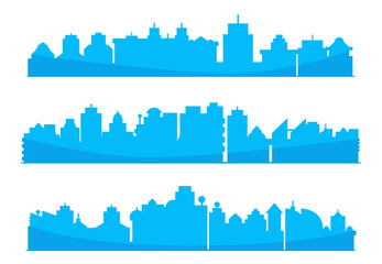 city skyline blue in white background