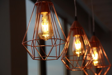 Fototapeta na wymiar Minimalistic stylish lamps decorated in a modern style