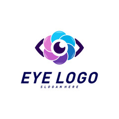 Obraz premium Eye Logo design concept vector template. Colorful media icon. Vision Logotype concept idea.