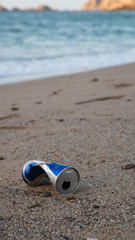 trash can on the beach