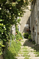 Obraz na płótnie Canvas Street of the ancient village of Colonnata, famous for the lard.