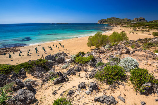 Amazing scenery of the Falassarna beach on Crete, Greece