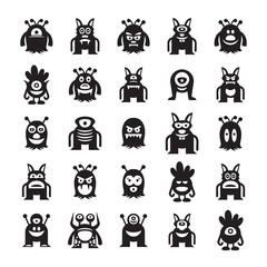 monster avatar character icons vector