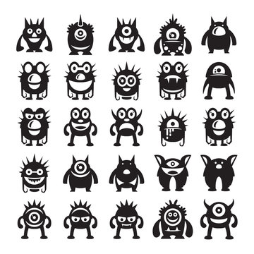 monster avatar character icons vector