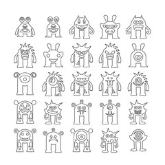 monster avatar character icons set, line icons