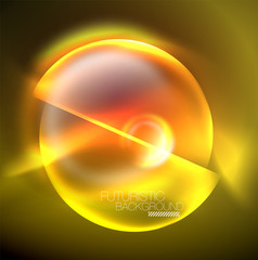 Vector glowing neon circles abstract background