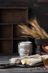 Gluten-free noodles of various kinds.