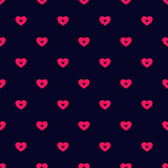 Red and black pattern with hearts. Valentines day background. Romantic theme