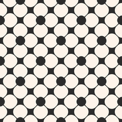Abstract geometric seamless pattern. Black and white floral ornament background