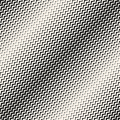 Vector halftone seamless pattern. Diagonal zig zag lines. Wavy texture