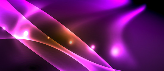 Neon color wave lines abstract background, magic techno futuristic light
