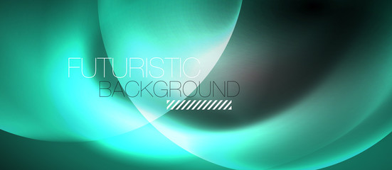 Shiny neon color light with circles abstract background