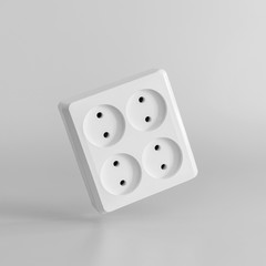 White electrical outlet on a white background.  Minimal concept.