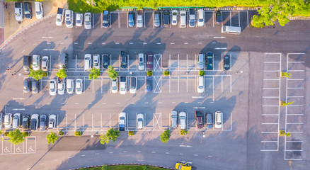 Top view  Parking lot and car