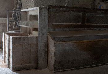 An old flour mill, indoors