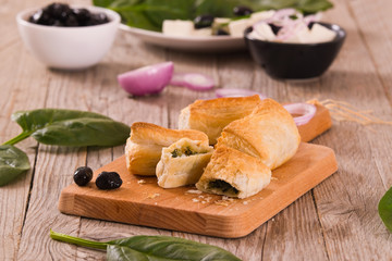 Spinach puffs. 
