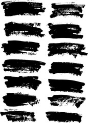 Set of vector brush strokes. Dirty ink texture splatters. Grunge rectangle text boxes.