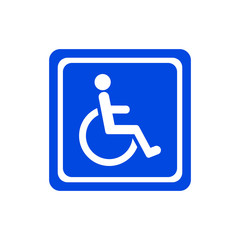 Handicap parking icon. Blue square parking sign with handicap. Vector.