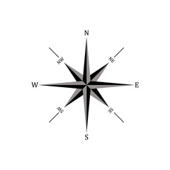 Wind rose icon isolated on white. Compass navigation dial. Vector.