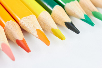Obraz premium A set of colored pencils for drawing macro photography