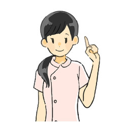 看護師女性　人差し指を立てる