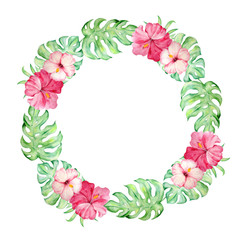 watercolor tropical wreath frame2