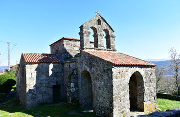 Fototapeta na wymiar Visigothic pre Romanesque Landmark. Santa Comba de Bande medieval church, Ourense, Spain.