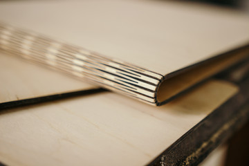 Wood products, wedding decor. Laser cutting plywood. Wooden book cover. Wooden blanks for books from wood